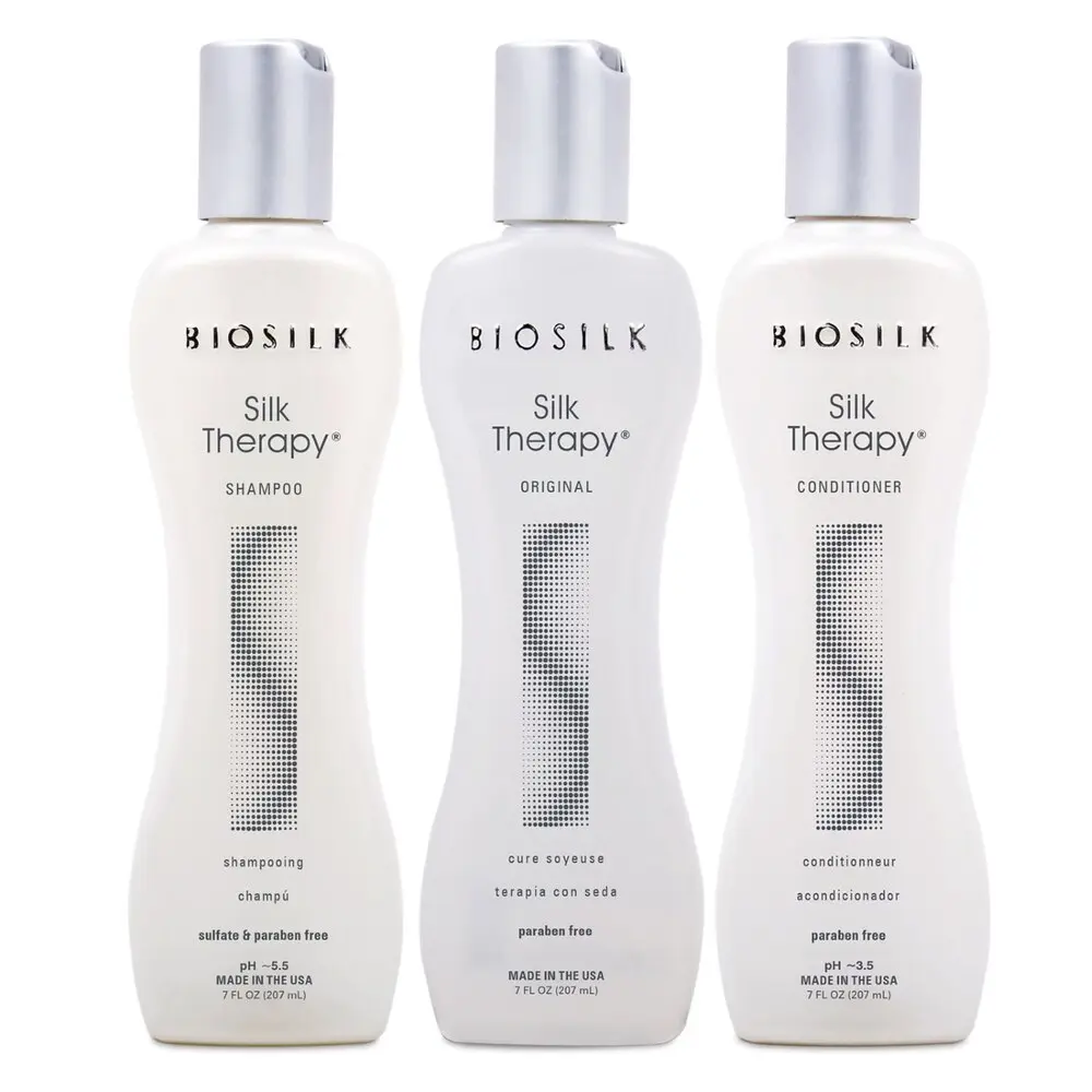 Biosilk Silk Therapy Unisex 3-Piece Haircare Kit - 7 oz Shampoo, Conditioner, Original Treatment