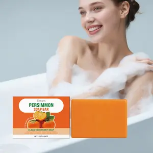 Persimmon Soap Bar for Body Odor Control, Natural Deodorizing Soap for Eliminating Strong Smell, Handmade Bar Soap Deodorant Smooth Skin Deeply Cleansing 100G/3.530Z