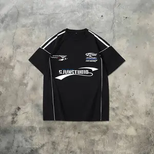 Men's Summer Breathable Racing Motorcycling Short Sleeve T-Shirt for Streetwear Casual Loose Fit Sporty Top in High Street Style