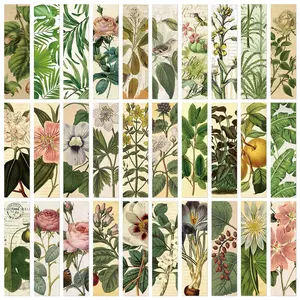 Vintage Flower Pattern Bookmarks, 30pcs/set Crafts Kit Scrapbooking & Journal Making Material Paper, DIY Decorative Paper for Greeting Card, Craft Kits