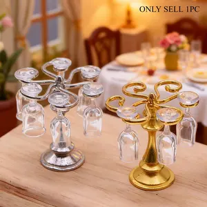 Dollhouse Simulated Wine Glass Rack Mini Cup Model Decor Drainage Rack Tiny Living Room Scene DIY Collectible Doll Accessories Gift for Hobbyists Christmas Easter New Year