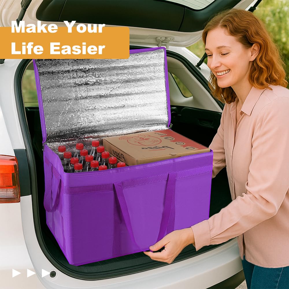 Insulated Food Delivery Bag – Commercial Large Capacity Hot & Cold Tote, XXXL Pizza Warmer Cooler for Doordash, Catering & Party Supplies