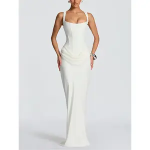 Women's Elegant Backless Square Neck Dress, Pure Color Slim Fit Sleeveless Top, Fall Winter New Fashion, Casual & Stylish Design, Elegant Party Dress