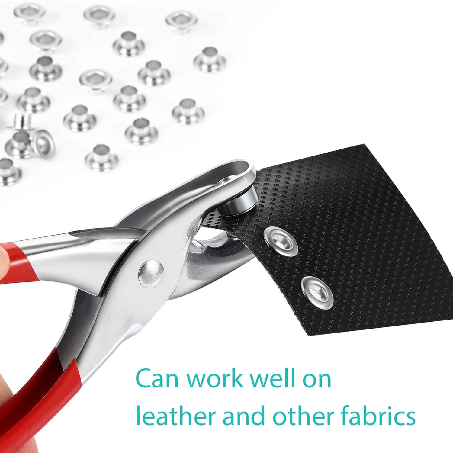 803Pcs Grommet Eyelet Pliers Kit 1/4 Inch 6mm Inside Diameter with 800 Metal Eyelets & Washers in Gold Silver for Leather Belt Shoes Crafts Seamless Stitching