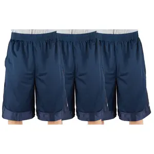 3 Pack Shaka Wear Men's Basketball Shorts, Mesh Workout Gym Running with Pockets - Navy - Small
