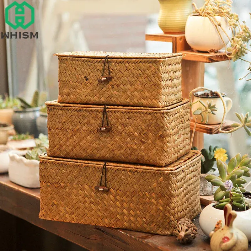 Wicker Woven Storage Basket with Lid Wicker Woven Storage Basket with Lid