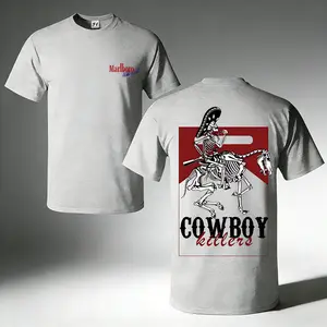 Skeleton Cowboy Graphic T-Shirt, Vintage Western Rider Tee, Skull Horse Design Shirt, Unisex Cotton Casual Streetwear Top