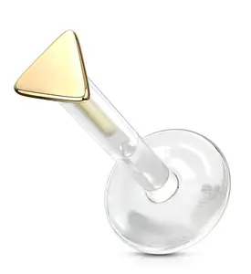 16G Gold Triangle 14kt Bioflex Labret Post