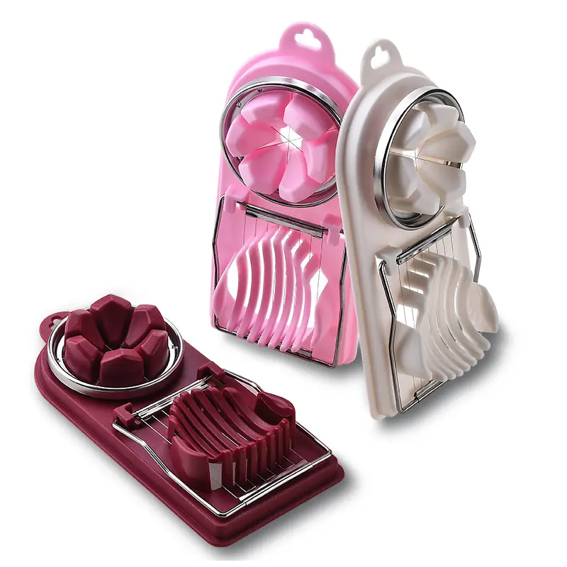 Plastic stainless steel egg splitter, multi-functional two-in-one design, Egg Slicer, Egg Cutter, is very suitable for dividing eggs, fruits, and vegetables. It is easy to use, detachable and easy to clean, and is very suitable for home kitchens.