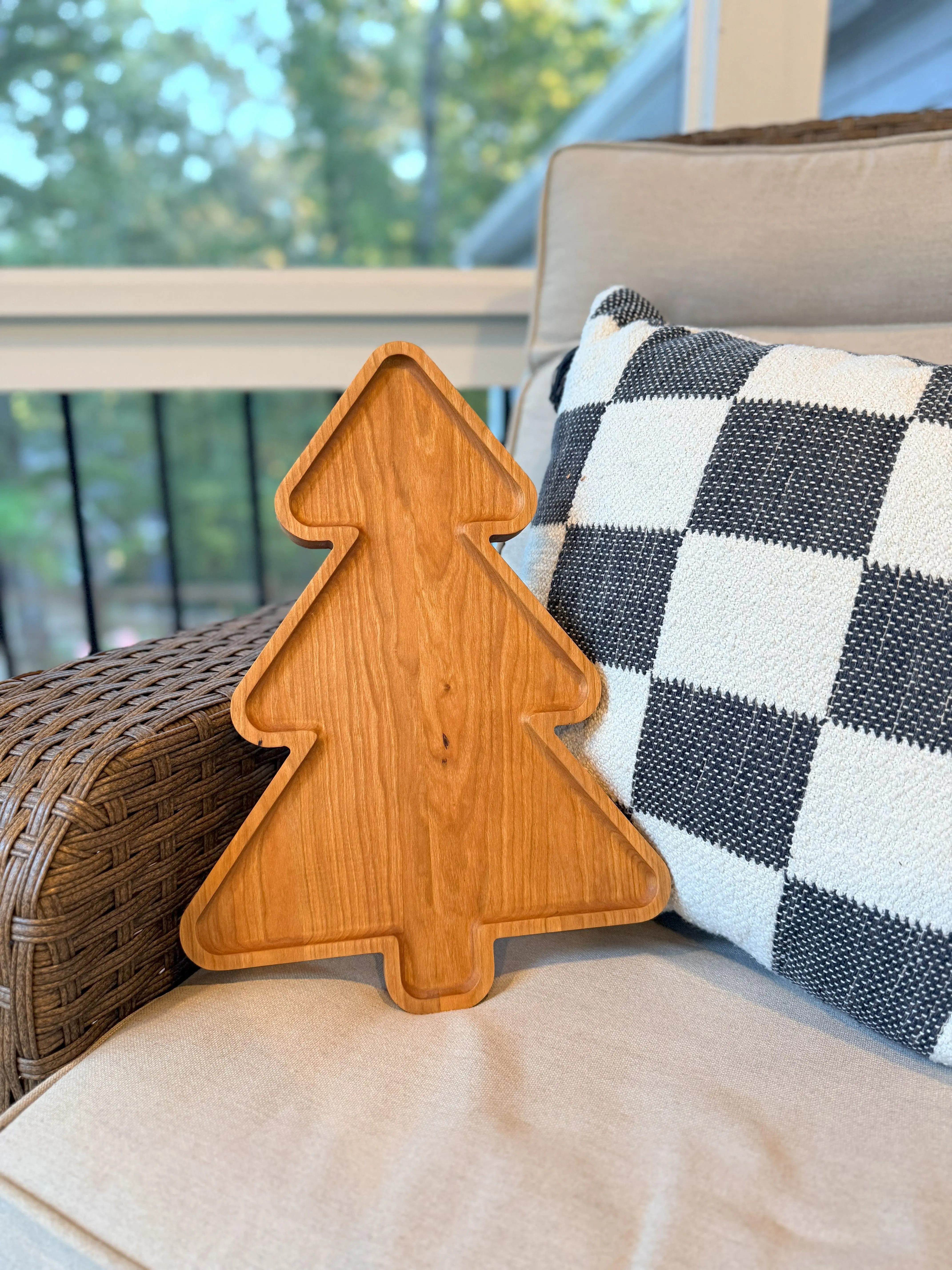 Christmas Tree Charcuterie Board Handcrafted from Cherry Maple Sapele or Walnut Wooden Serving Board for Holiday Decor and Gift