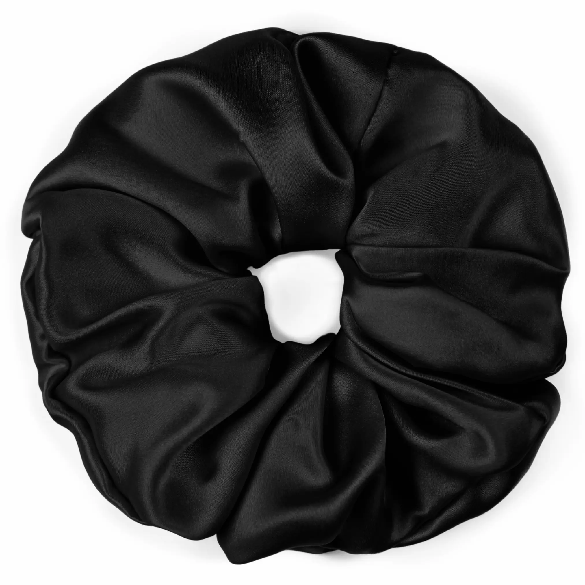 Black Jumbo Scrunchie – 100% Pure Mulberry Silk, Perfect for All Hair Types
