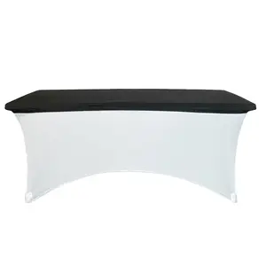 Stretch Spandex 6 ft Rectangular Table Topper/Cap Black