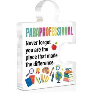Best Paraprofessional Gifts, Appreciation Gifts for Paraeducator Teacher Assistant Para Acrylic Puzzle Plaque Sign Office Desk Decor