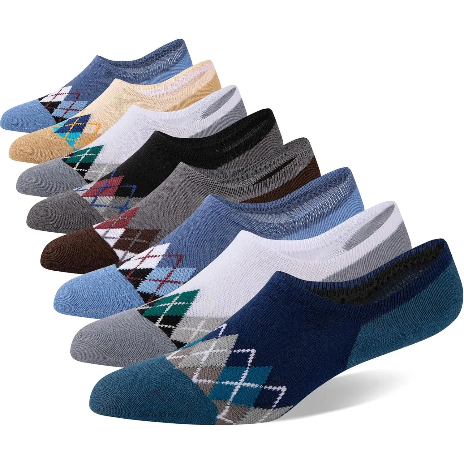 No Show Socks Men Cotton Low Cut Non Slip Invisible Thin Socks 8 Pairs