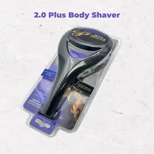 Men's Back Hair Shaver with 1 Handle and 2 Heads, Foldable Long Handle Razor, Manual Body Hair Trimmer for Effortless Grooming