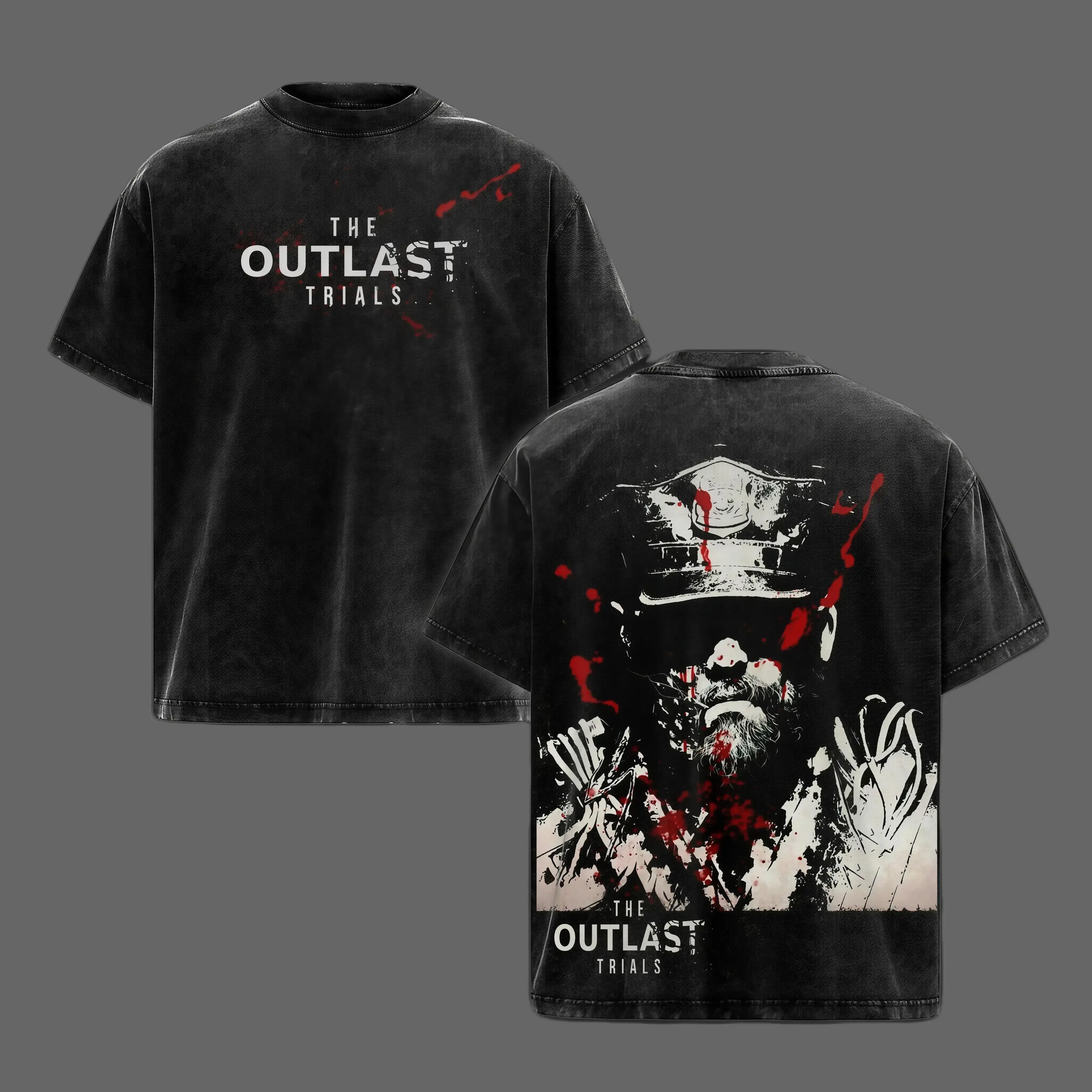 The Outlast Trials Graphic Shirt Leland Coyle Bloody Ex-Pop Vintage Washed Oversized T-Shirt  Grunge Edgy Streetwear Y2K Merch Tee Gift For Horror Fan Clothes