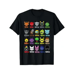 Sprunki Youngsters' Colorful Cartoon Character Cotton T-Shirt - Breathable, Quick-Drying, Short Sleeve Crew Neck,Kids' T-shirt,Children's Day Gift teen girl clothes set