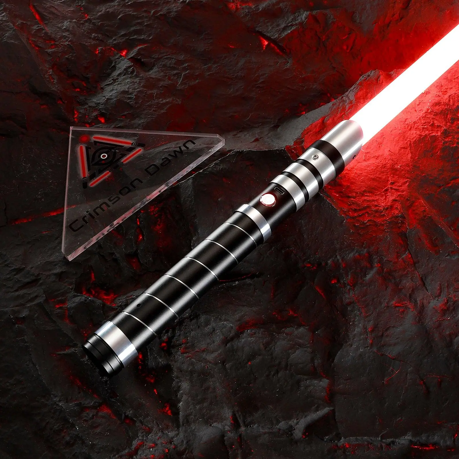 Crimson Dawn Spire Lightsaber - 15+ Years Dueling Use, Custom Aluminum Alloy Hilt, Built-in Li-ion Battery, Expandable Kit, Electric Toy Accessory for Toys & Hobbies