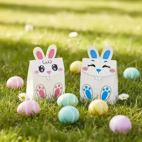 20 Pcs Rabbit-Shaped Decorative Paper Gift Boxes - Stylish Design, Wrapping Containers with Candy Holder for Office Stationery, Easter Gifts, Holds Candies, Toys, Chocolates, Easter Eggs, Gift Box Design