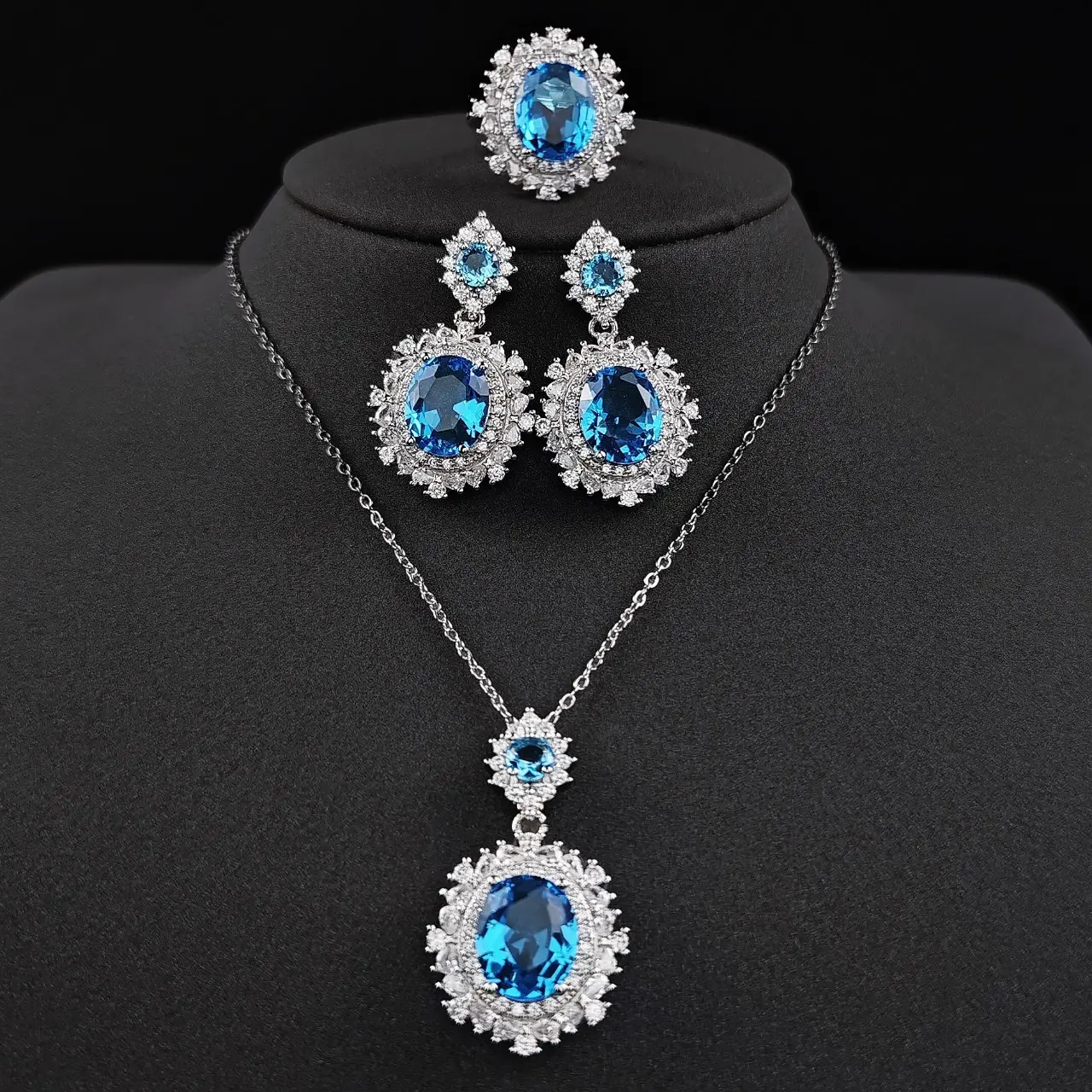 Elegant Alloy Jewelry Set in Yellow Blue & Purple Colors Featuring Sparkling Stones and Delicate Design
