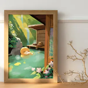Soaked Duck Poster Japanese Anime Pkm Wall Art Animation Fan Art Wall Decor Gameboy Print Serene Bedroom Decor Japan Cartoon Unframed