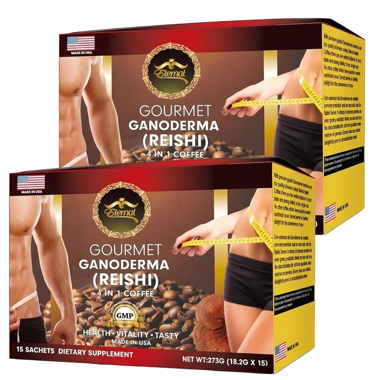 Eternal Spirit Beauty - Asian Latte Coffee Ganoderma Singles, 15 Packets (0.64 oz) – Instant Coffee Mix with Reishi Mushroom, Creamy Light Roast, Travel-Friendly Sachets, 2 Pack (30 Sachets)