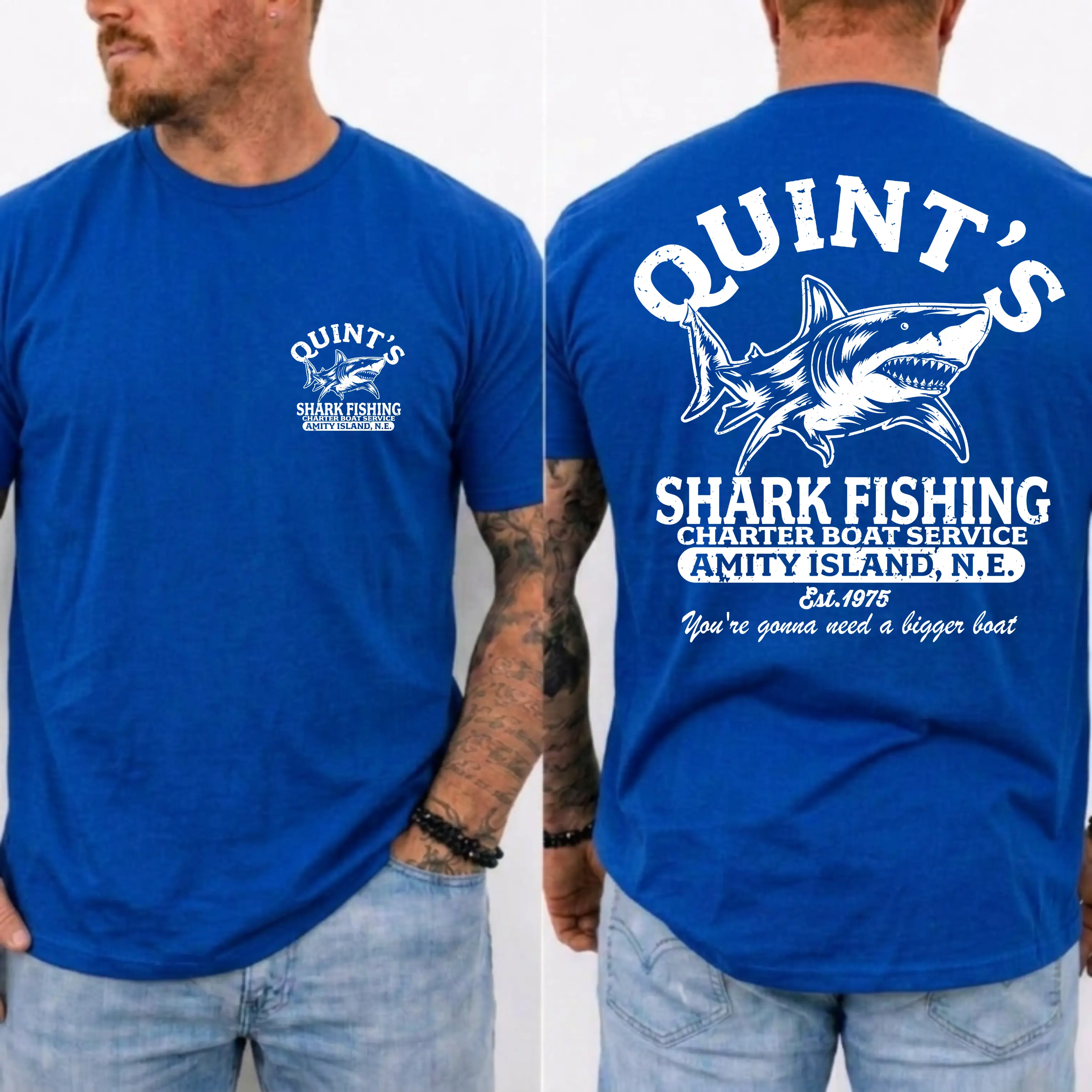 Quint's Shark Fishing Shirt, You're gonna need a bigger boat Tee, Charter Boat Service T-Shirt, Vintage 70s Movie TShirt, MADE IN USA