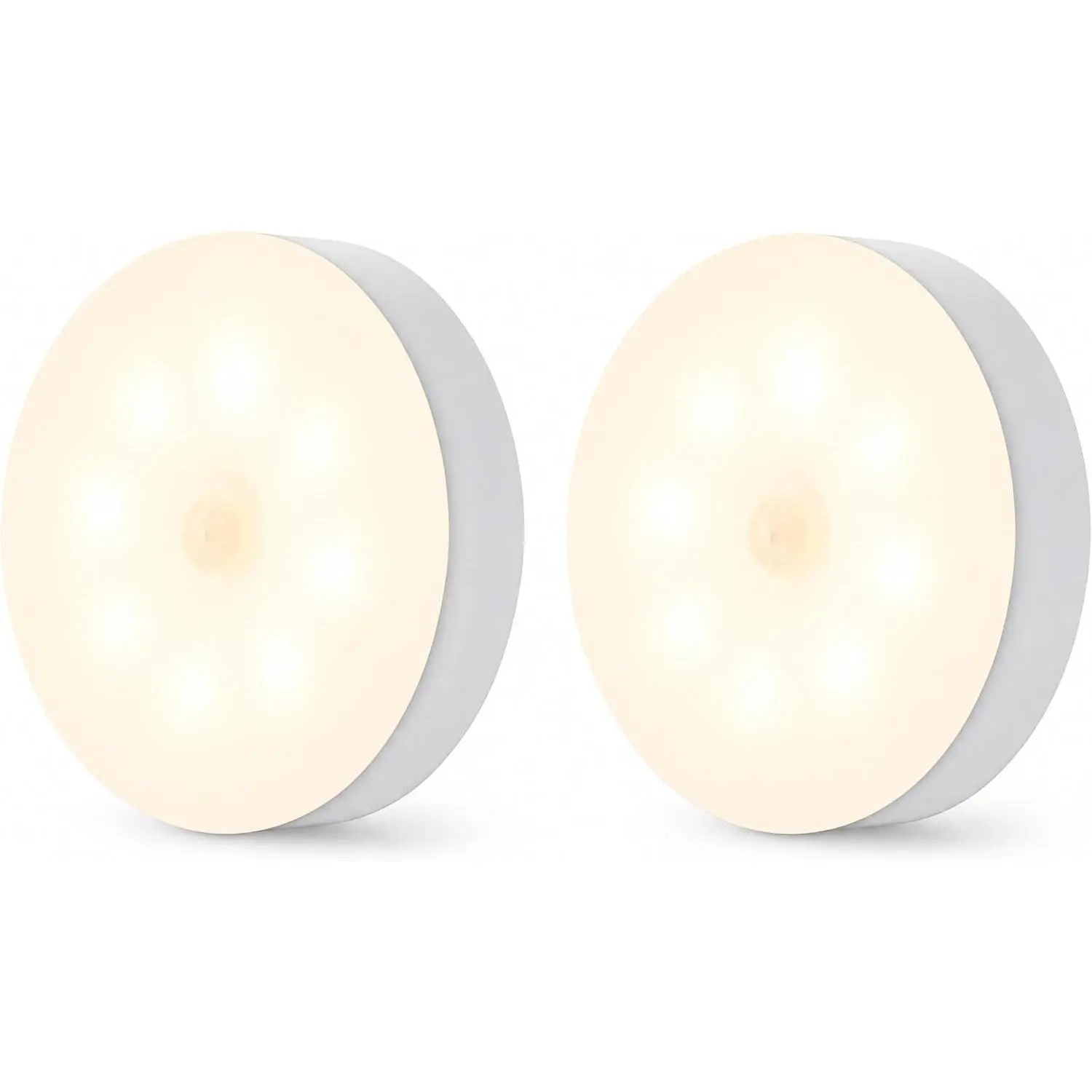 2-Pack Motion Sensing LED Night Lamps - Rechargeable Lamps with Plug-In Design, Plastic Body, Stepless Dimmer, Warm to Cool White, 120° Wide Angle Detection, Switch Control, Lights for Bedroom, Hallway
