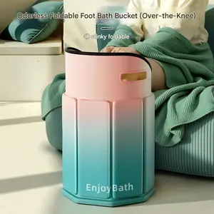 Large Capacity Foldable Round Foot Bath Tub, Durable Canvas Material + Sturdy Handle, Ideal for Bathroom Bedroom Garden Style, Easy to Clean