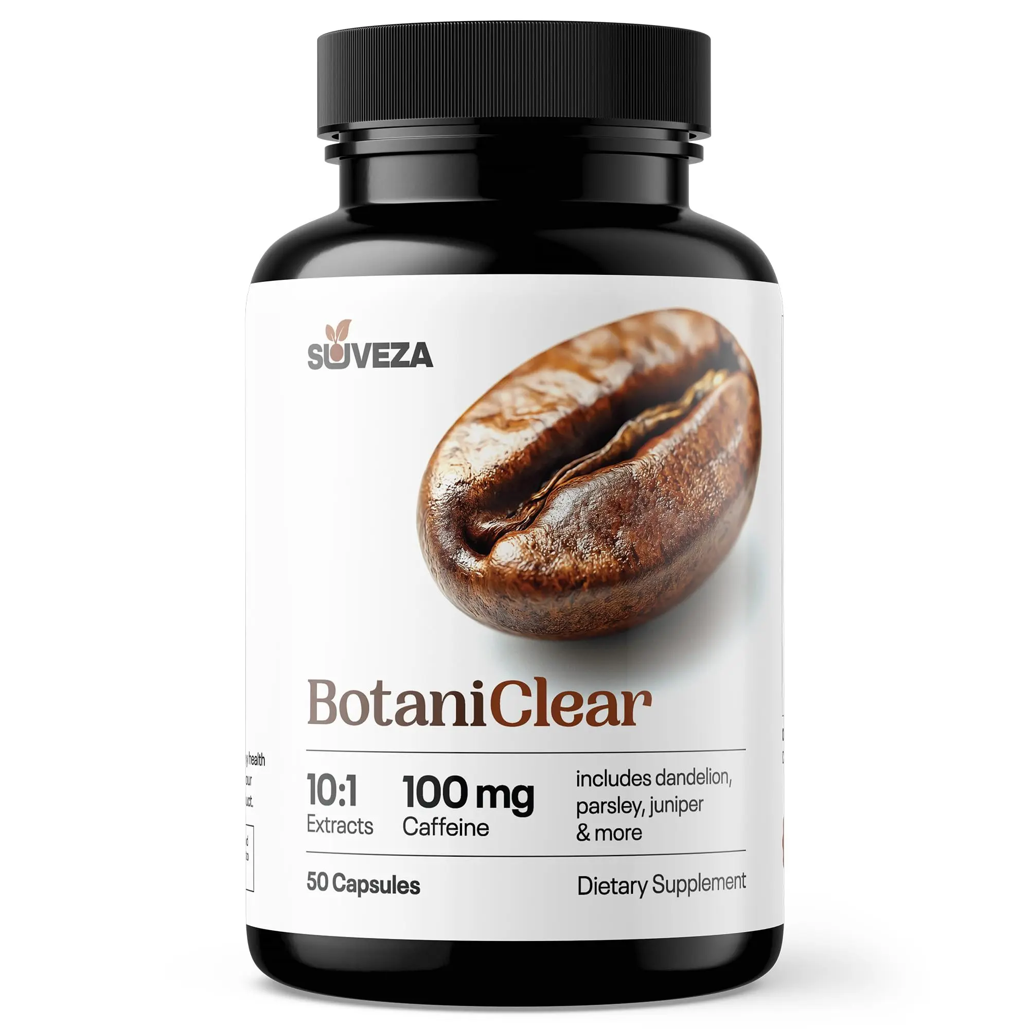 Suveza BotaniClear Water Pills for Swollen Feet & Legs - 10:1 Herbal Extracts, Caffeine, Diuretics for Edema Relief - 50 Capsules