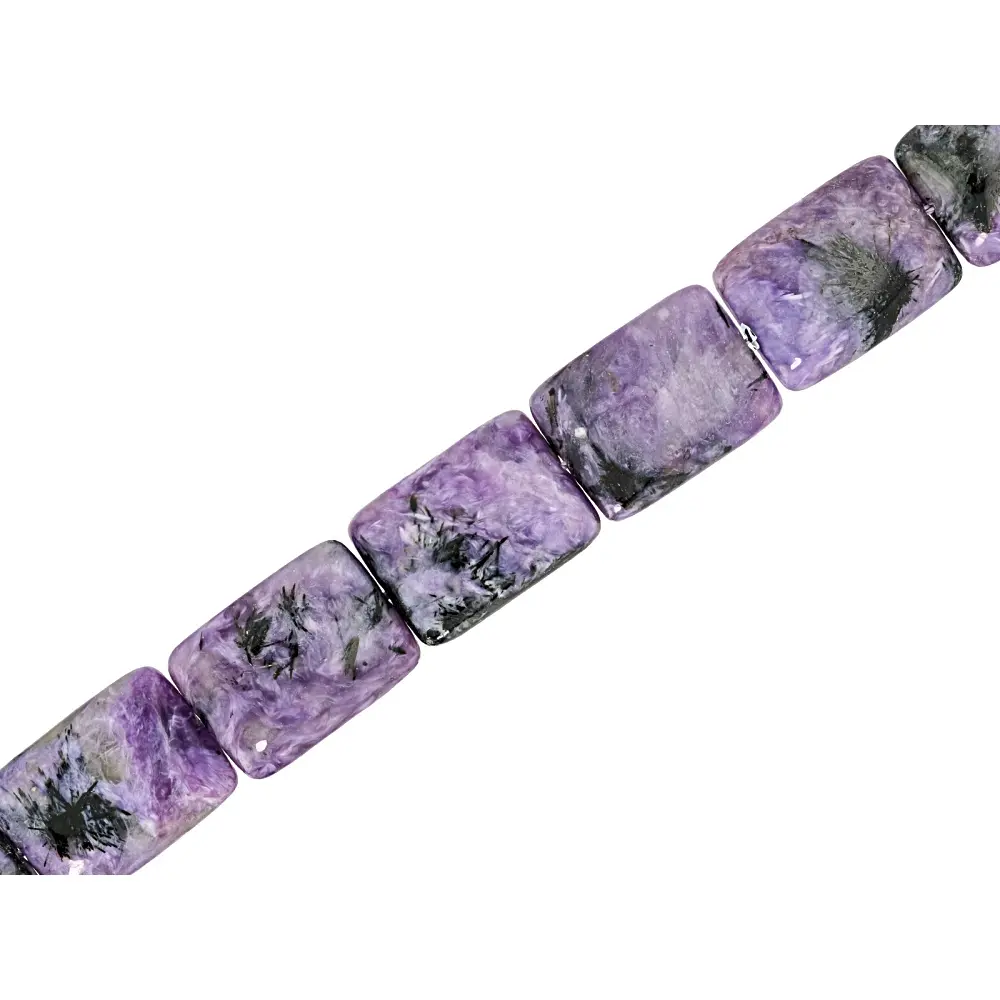 JTV Rectangular Charoite Bead Strand - 15x20mm Beads, 15-16in Length, for DIY Beading, Jewelry Making & Crafting
