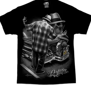David Gonzales Mens Perfection Lowrider Gangster Homies Skeleton T-Shirt Graphic Tee Unisex Shirt