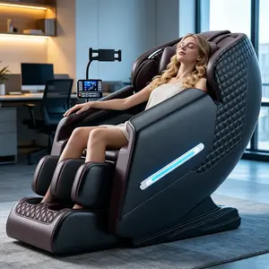 Full-body 4D zero-gravity SL-Track massage device (with air cushion, touchscreen, heating function, foot roller), suitable for home or office use, often used at holiday gatherings and events.