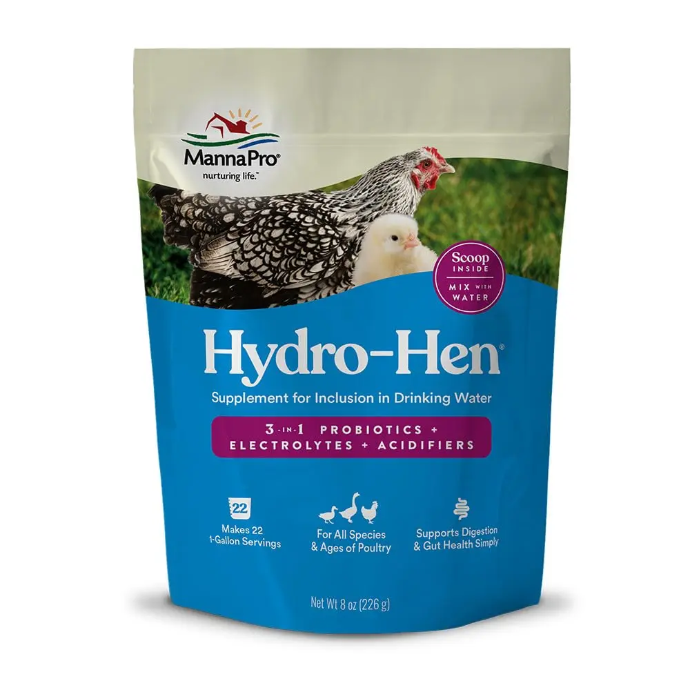 Electrolyte & Probiotic Poultry Supplement Powder - Hydration Aid for Chickens, Waterfowl, Supports Digestion, Dissolves Easily in Water, 8 oz (Pack of 1)