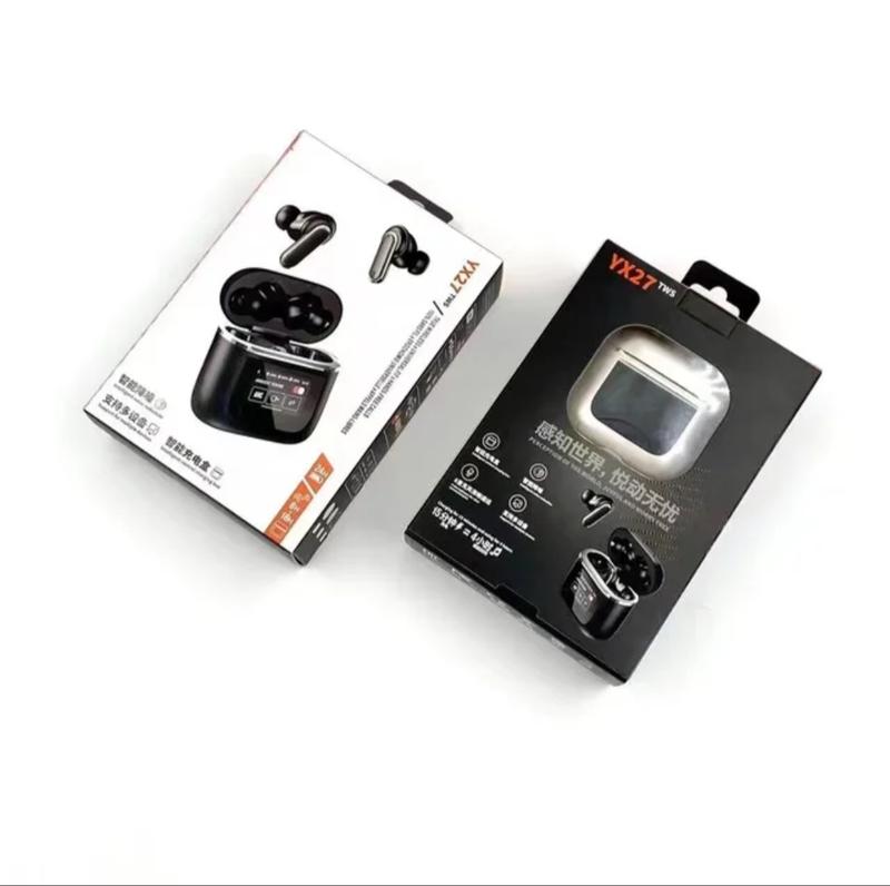 2024 TWS YX27 ANC Noise Cancelling Earphone HD Stereo Wireless Earbuds In-Ear Headphone Display LCD Touch Smart Screen Earphones