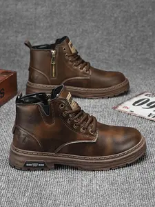 (The boots are one size smaller)Men's Fashionable Lace Up Ankle Boots, Western Inspired Boots, Casual Comfortable Boots for Daily Wear, Male All-match Trendy Shoes for Daily Wear