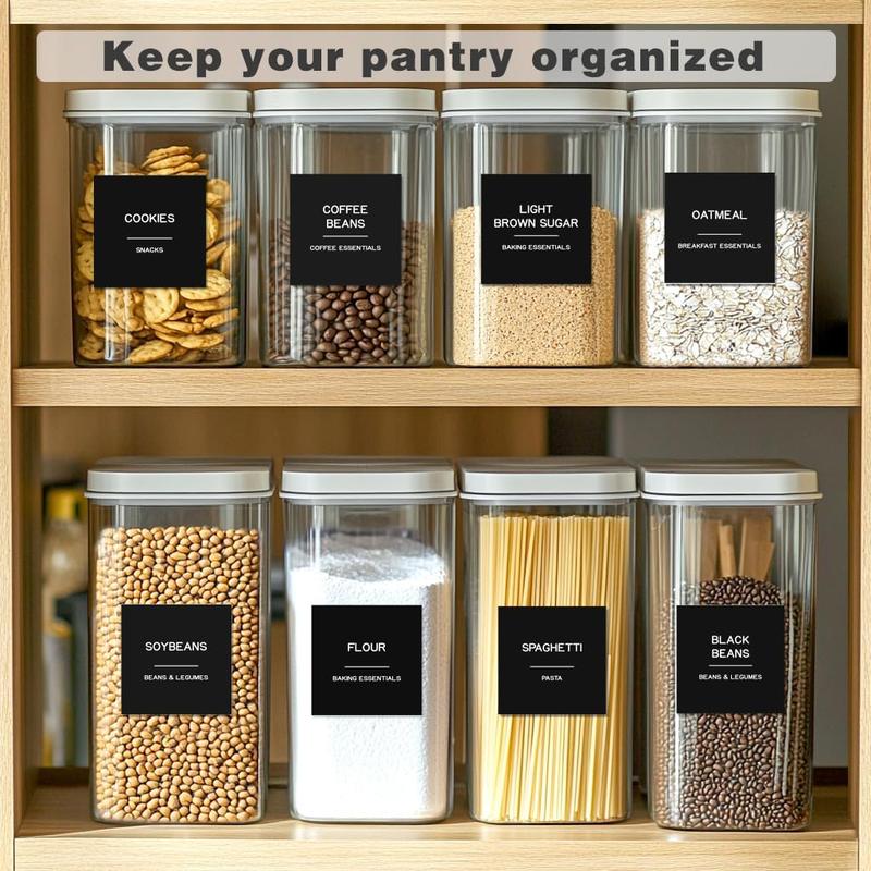 288 Pantry Labels for Food Containers, Black