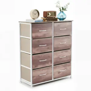 8-Drawer Fabric Dresser with Wood Top - Sturdy Durable Construction, Multi-Space Storage Unit for Bedroom Hallway Living Room, 4 Colors Available