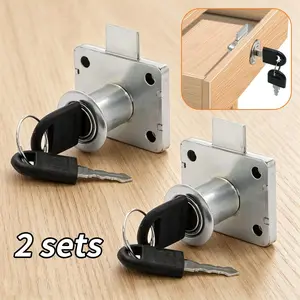 2 sets of furniture locks with keys, drawer locks, used for bedside tables, wardrobes, office desks, anti-theft locks