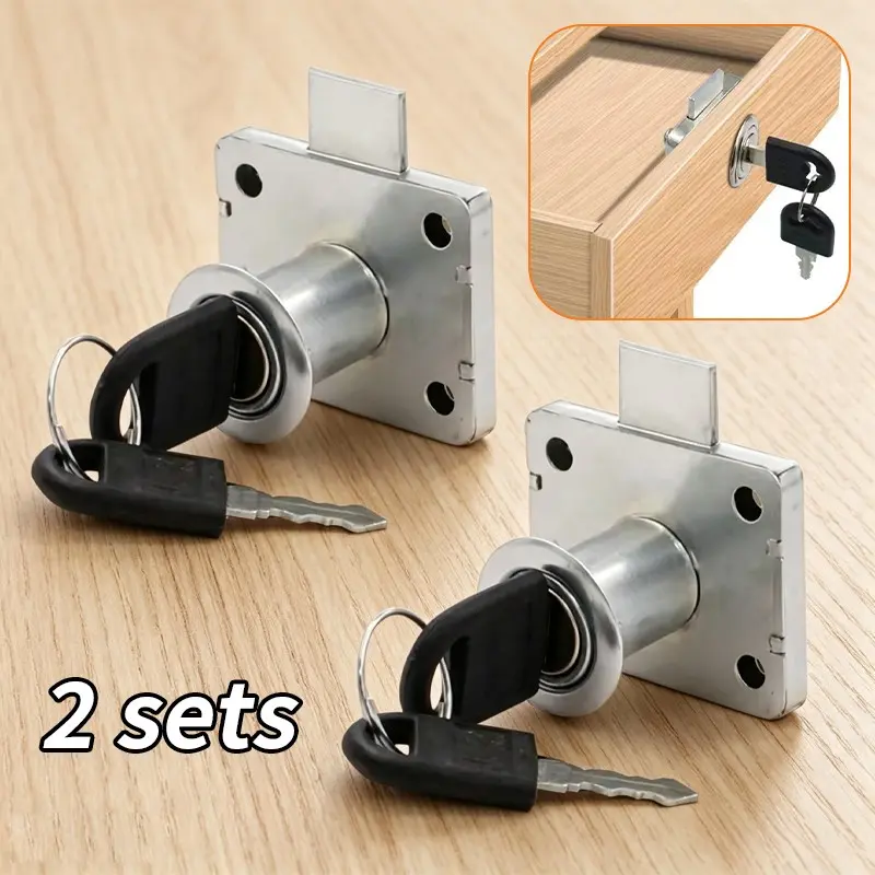 2 sets of furniture locks with keys, drawer locks, used for bedside tables, wardrobes, office desks, anti-theft locks