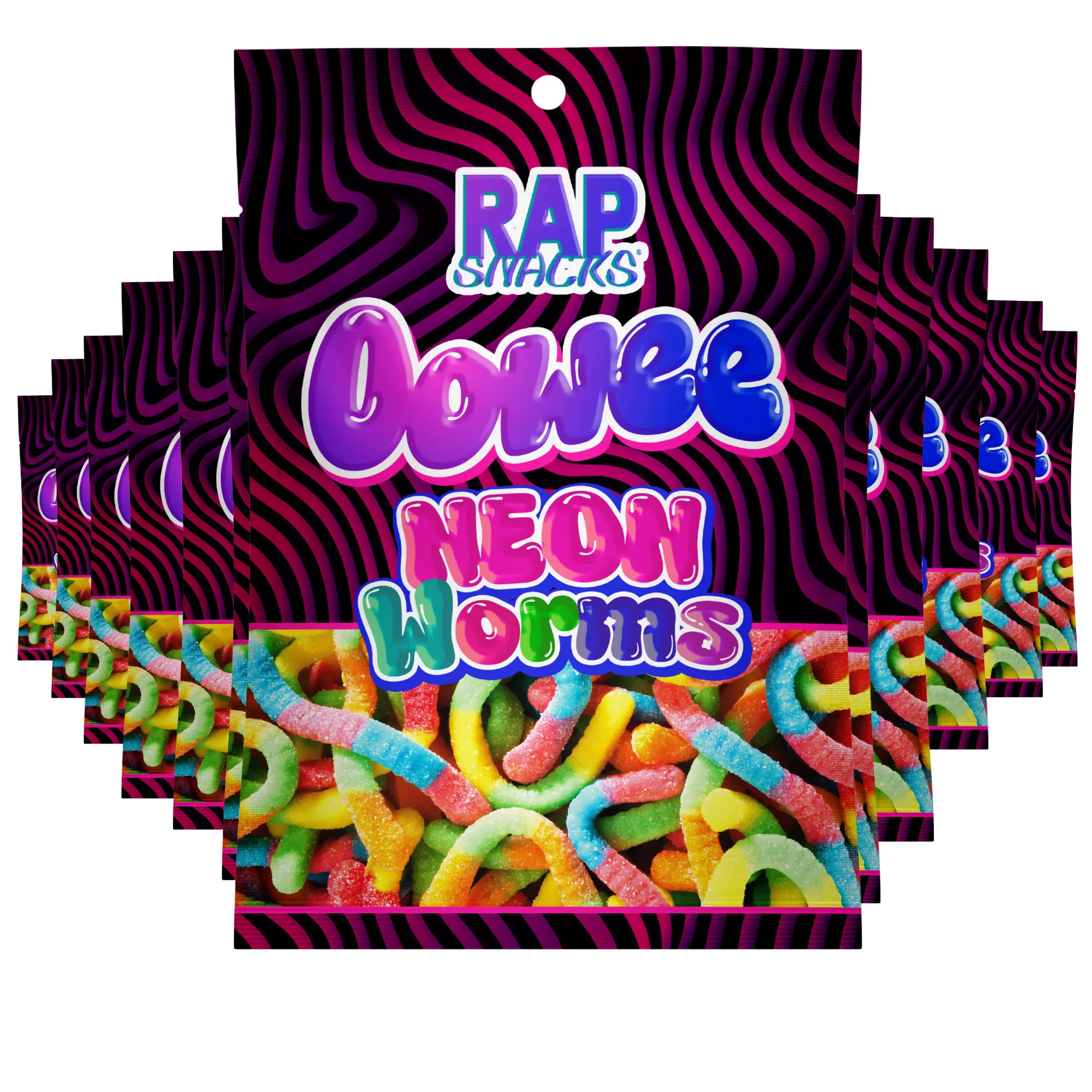 Rap Snacks Oowee Neon Gummy Candy Worms (5.3 oz) (Pack of 12) Rap Snacks Oowee Neon Gummy Candy Worms (5.3 oz) (Pack of 12)