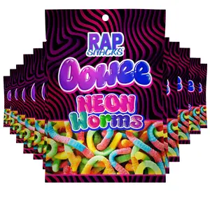 Rap Snacks Oowee Neon Gummy Candy Worms (5.3 oz) (Pack of 12)