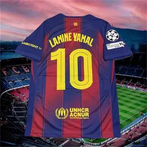 25 26 Home Red Blue number 10 Short sleeve Soccer jersey