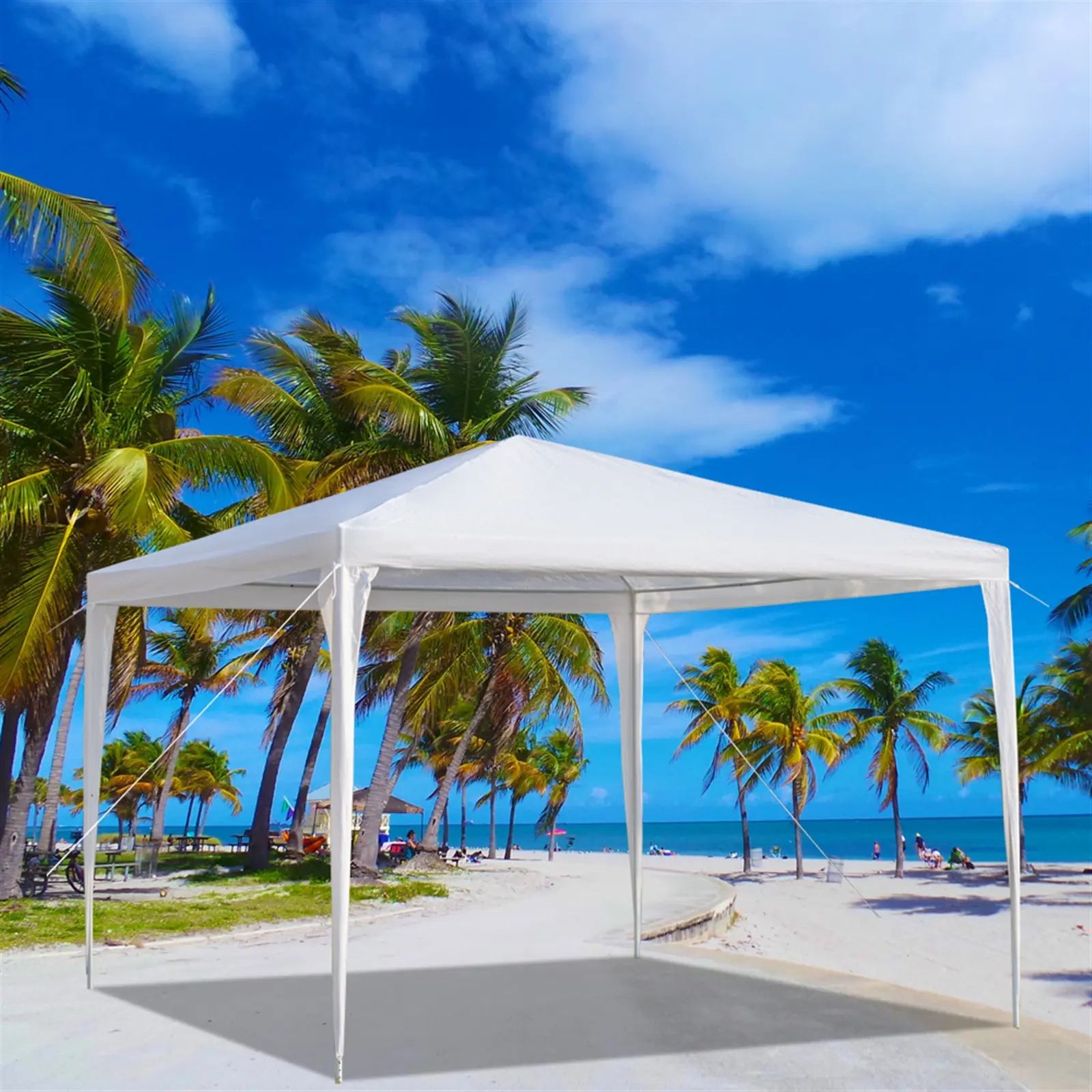 White 10x10 ft Canopy Tent, Waterproof PE Fabric Outdoor Shelter with Heavy-Duty Iron Frame, Lightweight & Portable for Parties, Events, Camping, Extra Large Heavy Duty Tent Tarps, Canopy Frame Tent Tarps