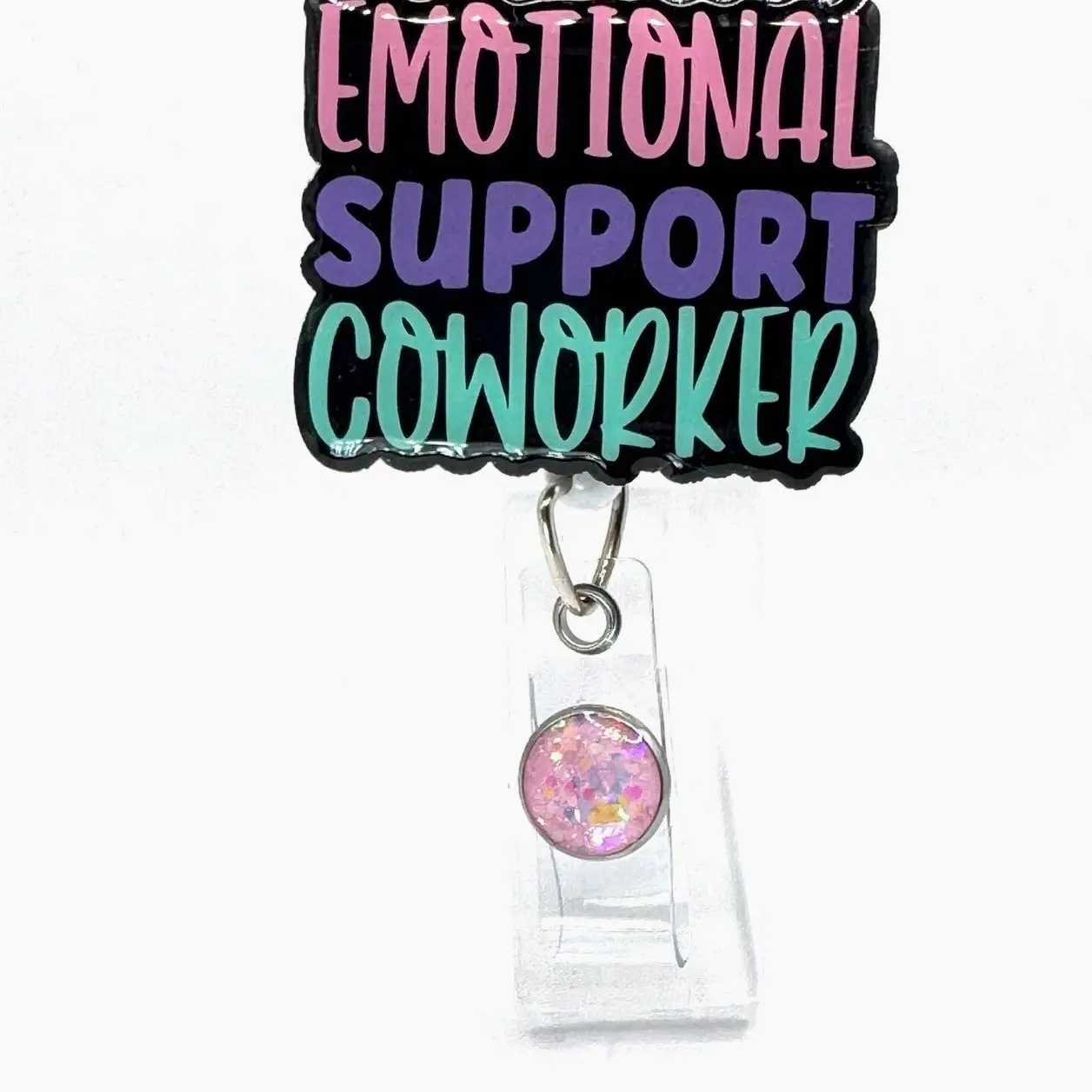Emotional Support Coworker Badge Reel, Retractable Alligator Clip, Retractable ID Holder Gift, Retractable ID Holder Gift