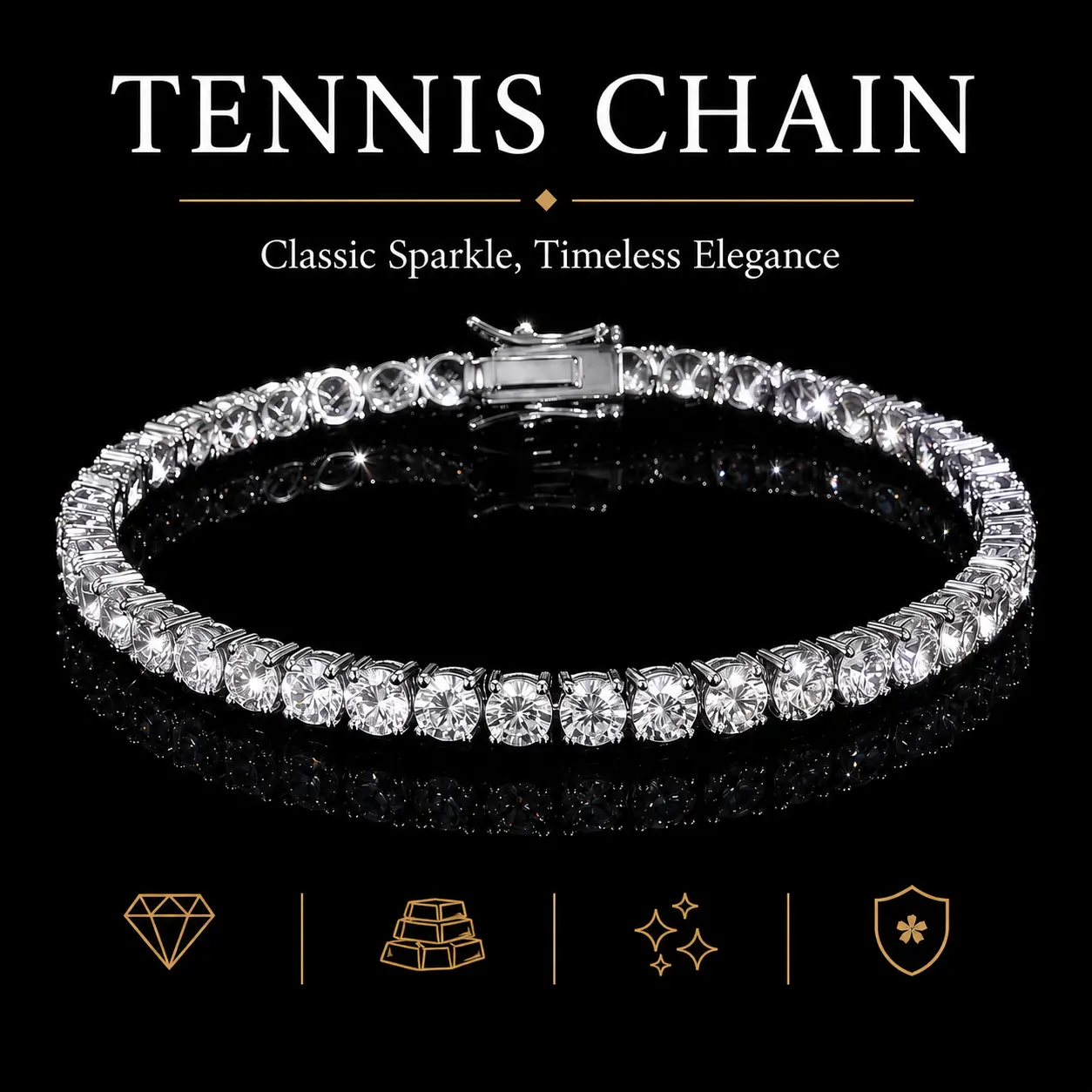 Women's 7-in Cubic Zirconia Tennis Bracelet, Classic Sparkling Chain Jewelry Bracelets & Bangles, Elegant Everyday Wear Fashion Accessory, Bracelets For Women