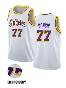 Men's DONCIC # 77 Basketball Jersey, Stylish Jersey, Round Neck Loose Fit Breathable Comfort Sportswear Top, Unisex Outdoor Activity Wear, All Seasons Casual Style