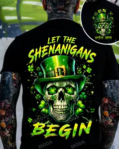 Chaosmoda Generation X St. Patrick‘s Day Let The Shenanigans Begin Custom Year Skull T-shirt Breathable Tshirt
