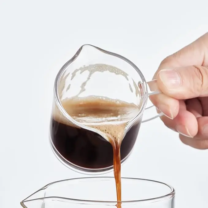 Espresso Mug 2 Piece Set, 4 oz Double Spout Mug, Espresso Jet Mug, Milk Mug with Handle, Clear Glass, Espresso Accessories for Espresso Machines, Best Gift for People Who Love Coffee Mugs
