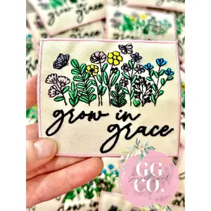 Grow In Grace Patch, Christian Hat Patch, Embroidered Patch, Trucker Hat Patch, Iron On, Trendy Hat Patch, Jesus Patch.